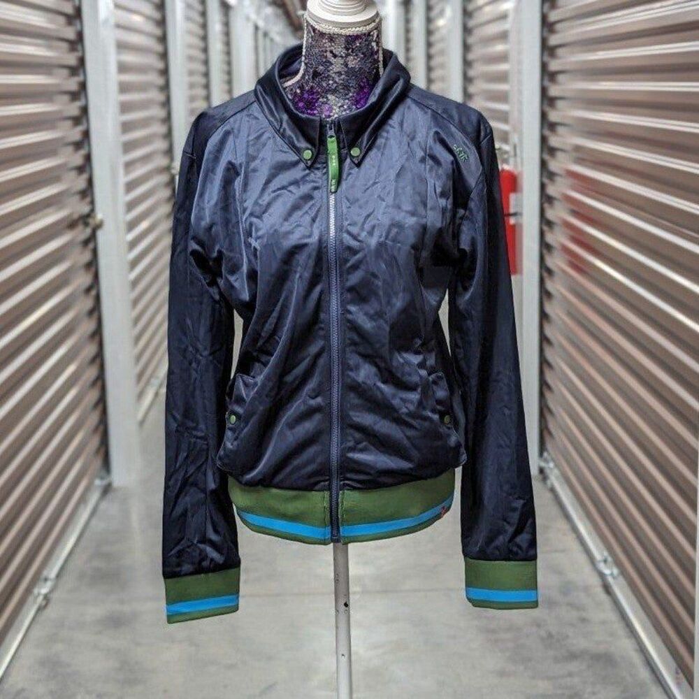 Skunkfunk Y2K Normcore Size 6 Retro Navy &‎ Green Track Jacket Streetwear